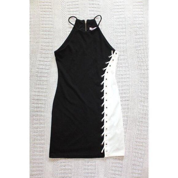 NWT PARKER Black & Ivory Mini Dress Size M Color Block Zip on Sleeveless sexy - Picture 8 of 9
